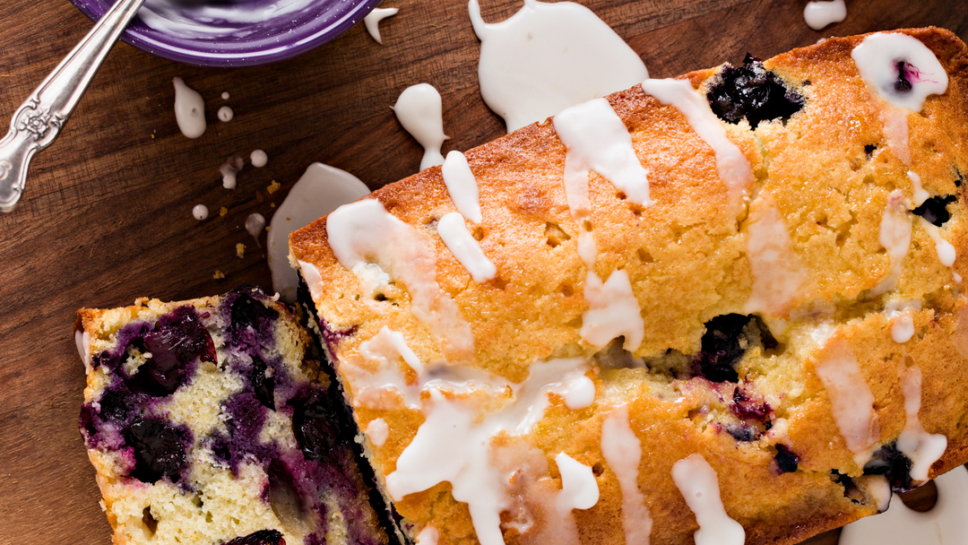 Lemon Blueberry Bread with a CBD Glaze