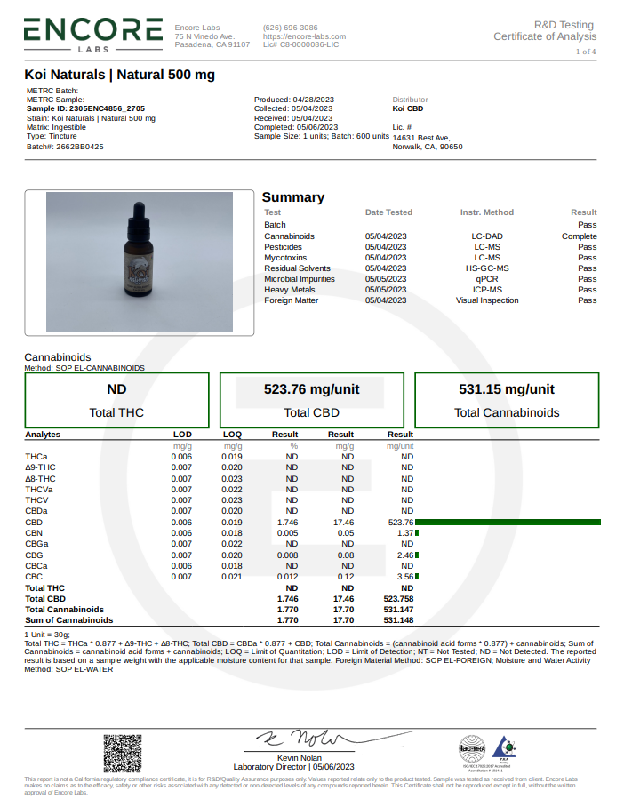 Koi Naturals Broad OR Full Spectrum CBD Tincture, Natural