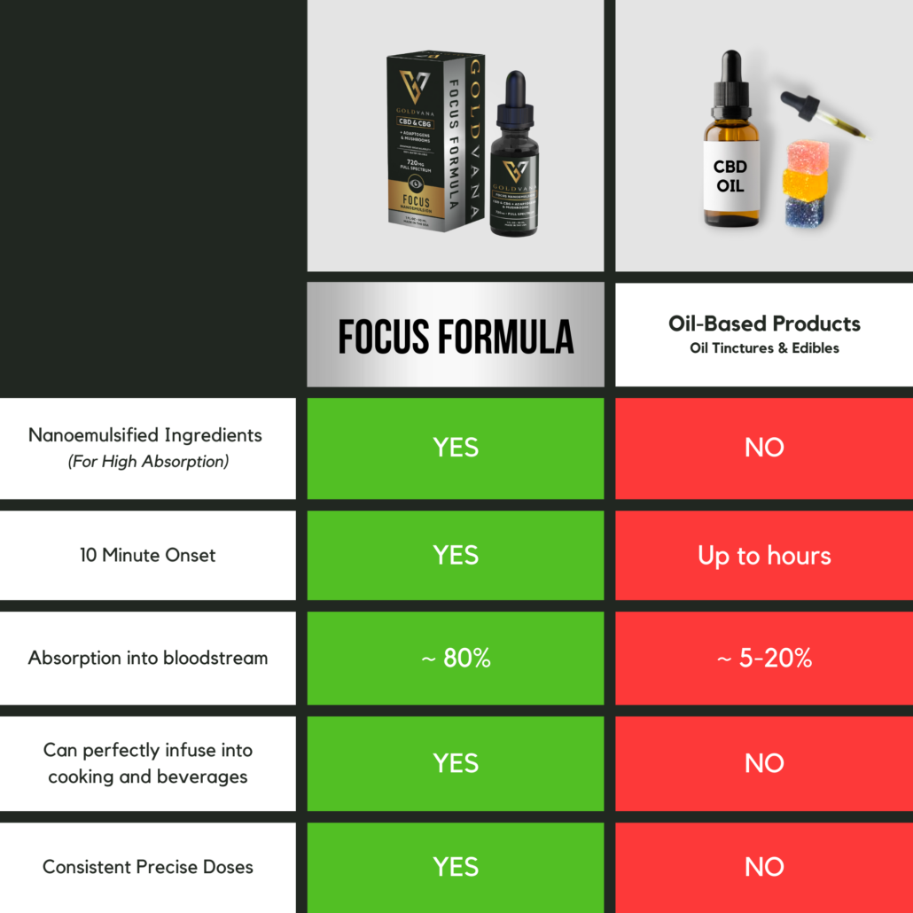 Focus CBD CBG Nootropics Tincture - Goldvana