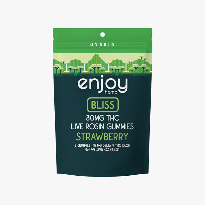 Enjoy Live Rosin Delta 9 THC 30mg Gummies | (Sativa, Indica, Hybrid) - 2 gummies | 15 mg each - Various Flavors