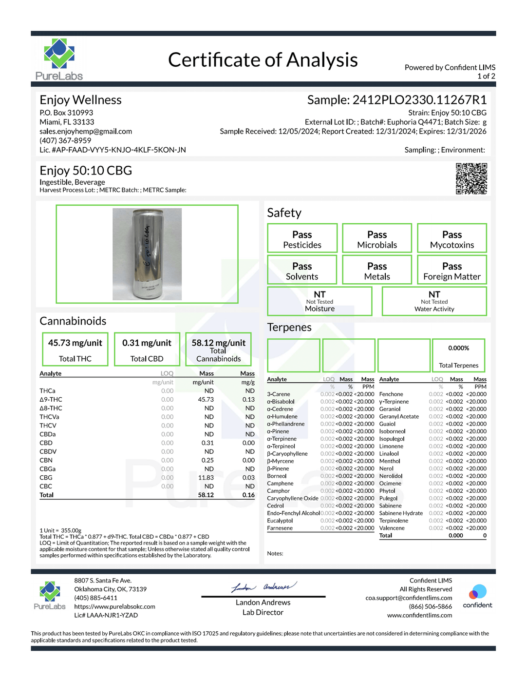 Enjoy Delta 9 THC + CBG Drinks - Euphoria Peach (Sativa)