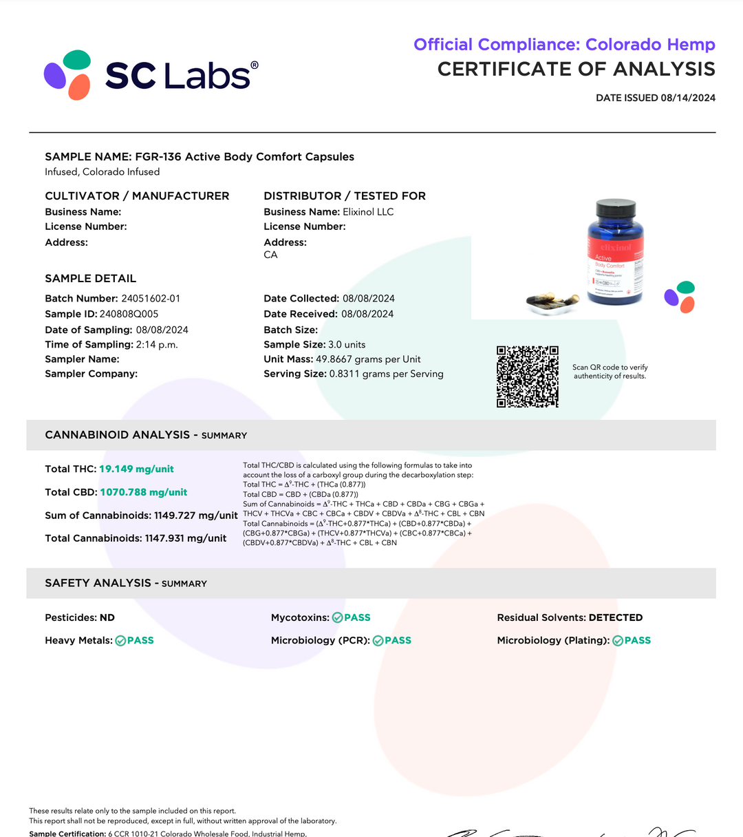 Elixinol Full Spectrum CBD Capsules, Boswellia - 900mg, 60ct