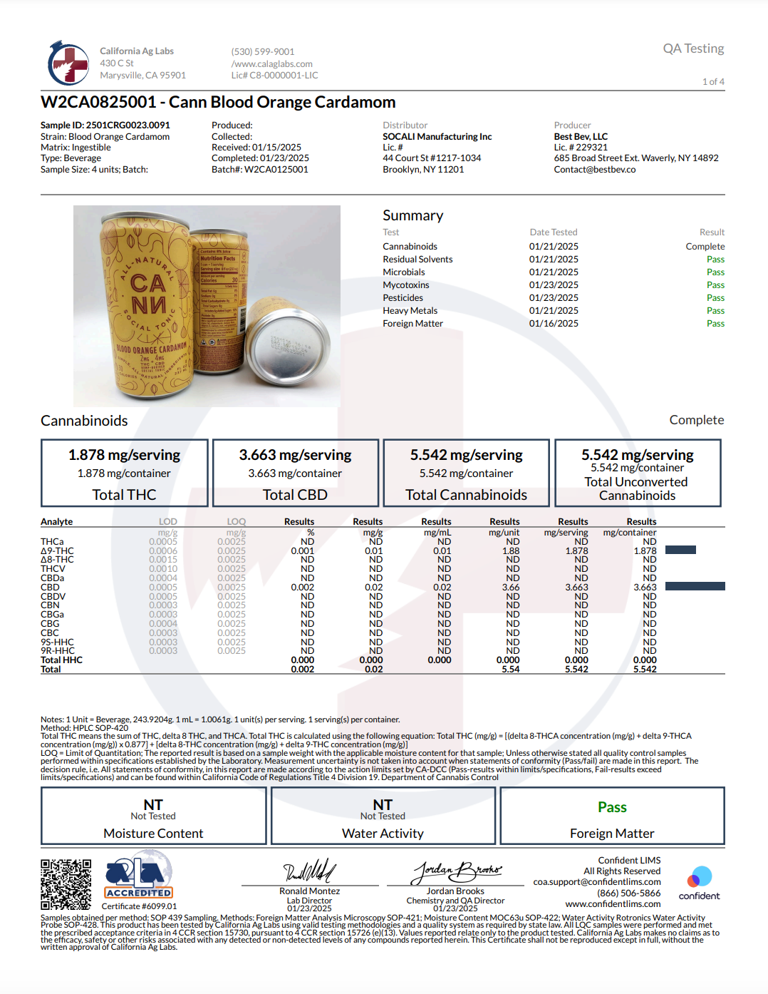 Cann - 2mg THC + 4mg CBD - 8fl oz - Various Flavors