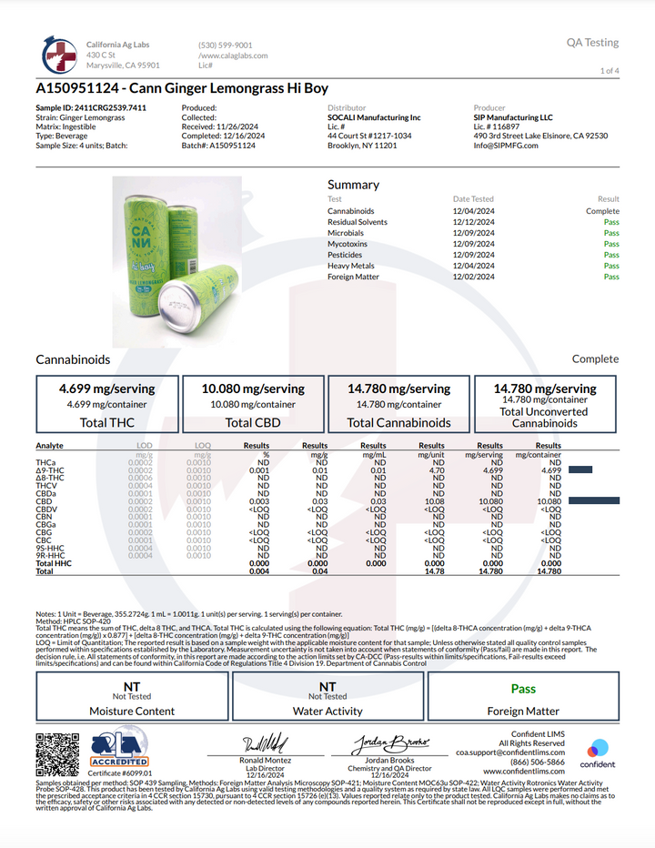 Cann hi boy- 5mg THC + 10mg CBD - 12fl oz - Various Flavors