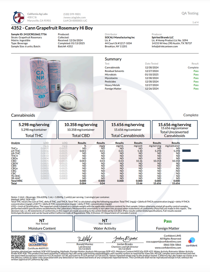 Cann hi boy- 5mg THC + 10mg CBD - 12fl oz - Various Flavors