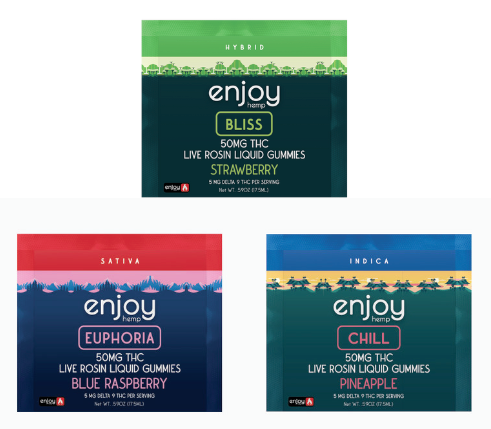 Enjoy Delta 9 THC Live Rosin Liquid Gummies 50mg - (Sativa, Indica, Hybrid) - Various Flavors