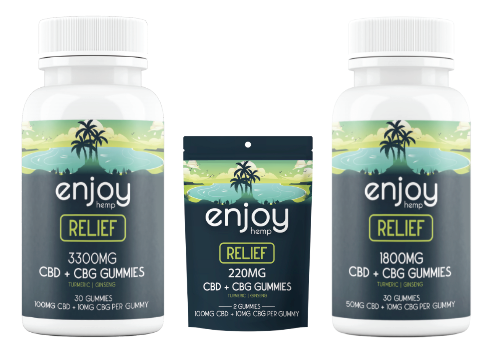 Enjoy Relief Full Spectrum CBD + CBG + Turmeric + Ginseng Gummies - Various Milligrams