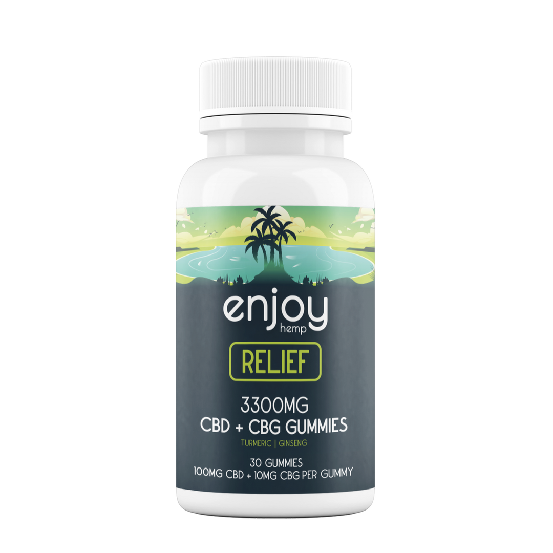 Enjoy Relief Full Spectrum CBD + CBG + Turmeric + Ginseng Gummies - Various Milligrams