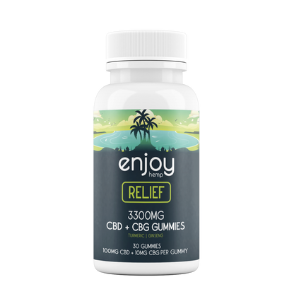 Enjoy CBD Relief Gummies - Full Spectrum CBD + CBG + Turmeric + Ginseng - Various Potencies