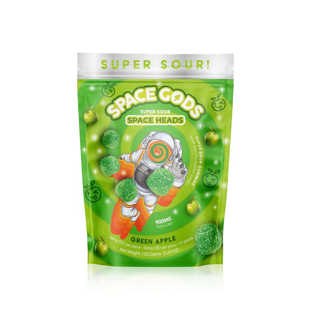 Space Gods - Delta-9 THC + CBD Gummies - 900mg - Green Apple