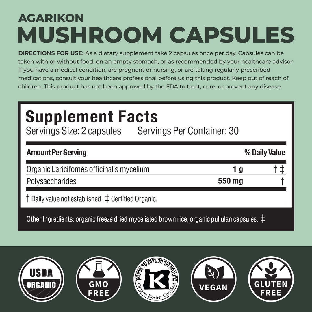 Verdant Leaf Agarikon Mushroom Capsules - 60 ct.