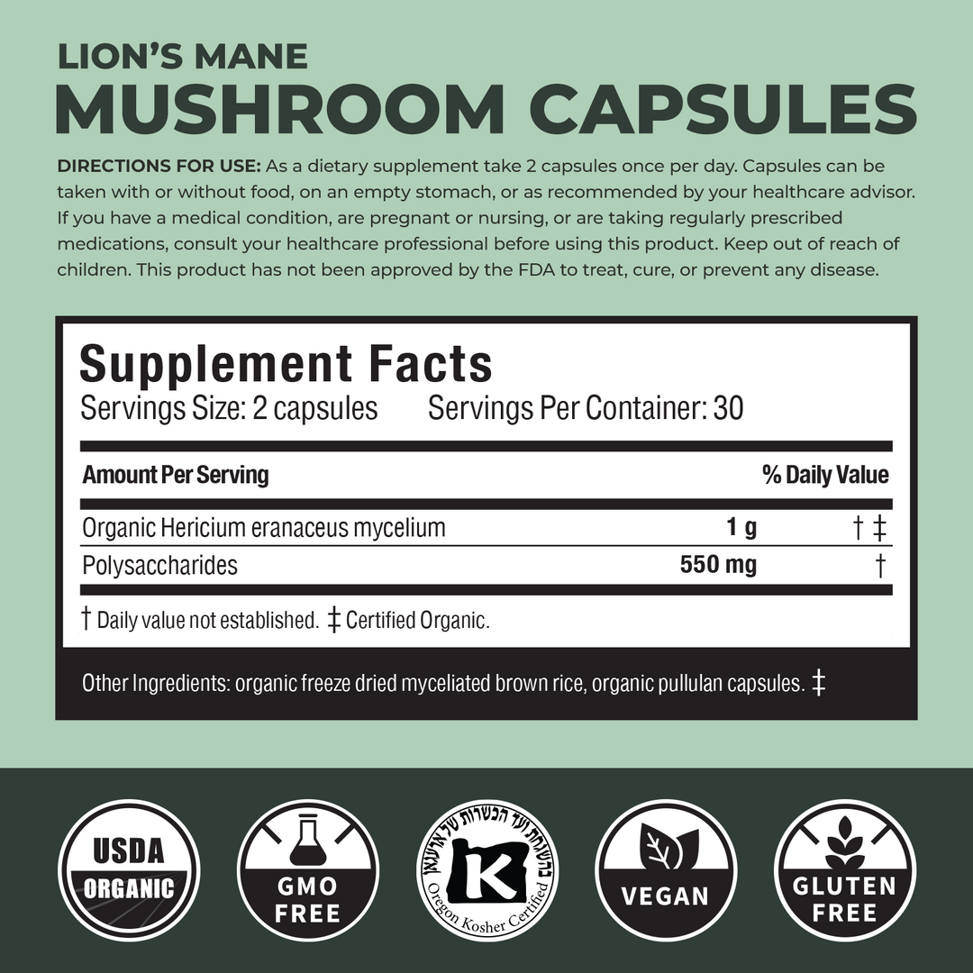 Verdant Leaf Lion's Mane Mushroom Capsules - 60 ct.