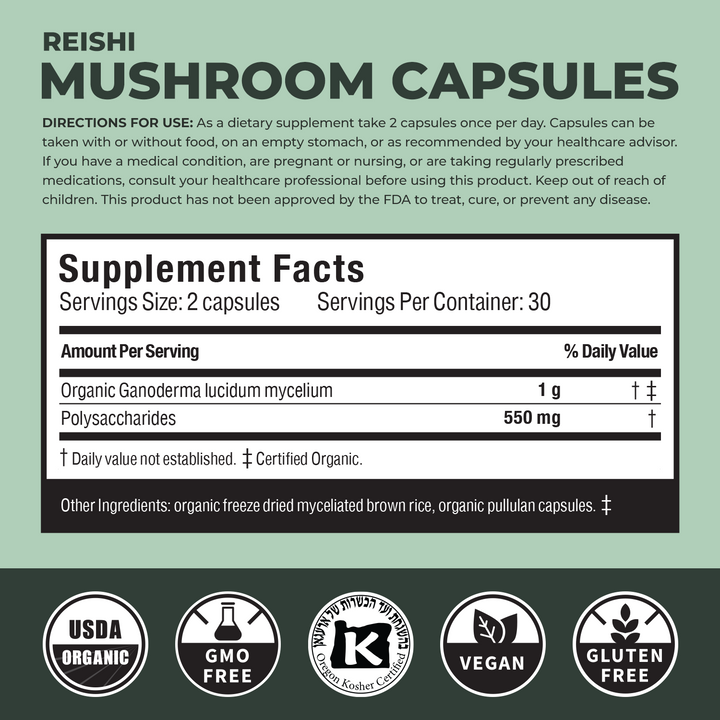 Verdant Leaf Reishi Mushroom Capsules - 60 ct.