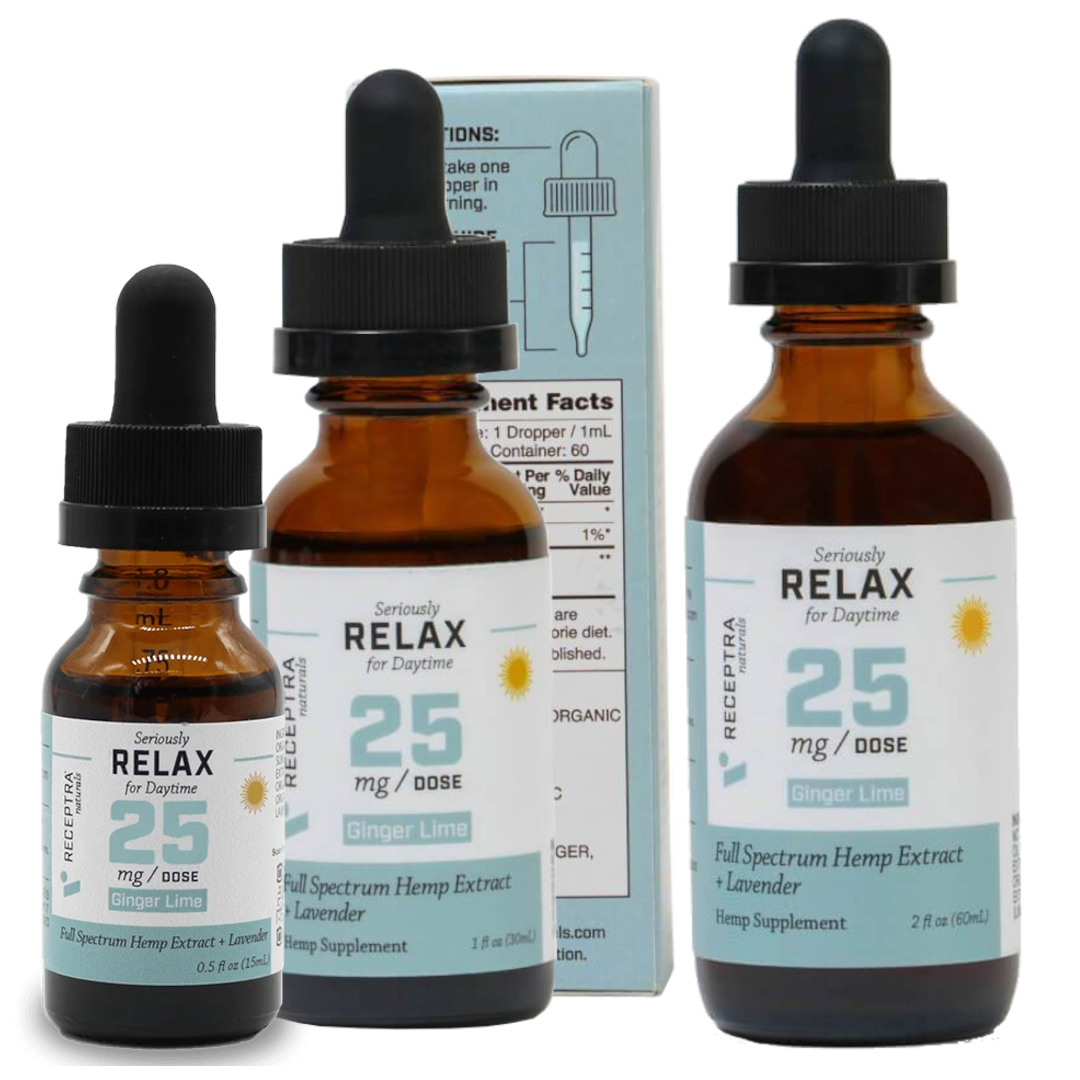 Receptra Naturals Full Spectrum CBD Tincture, Relax 25 - Ginger Lime