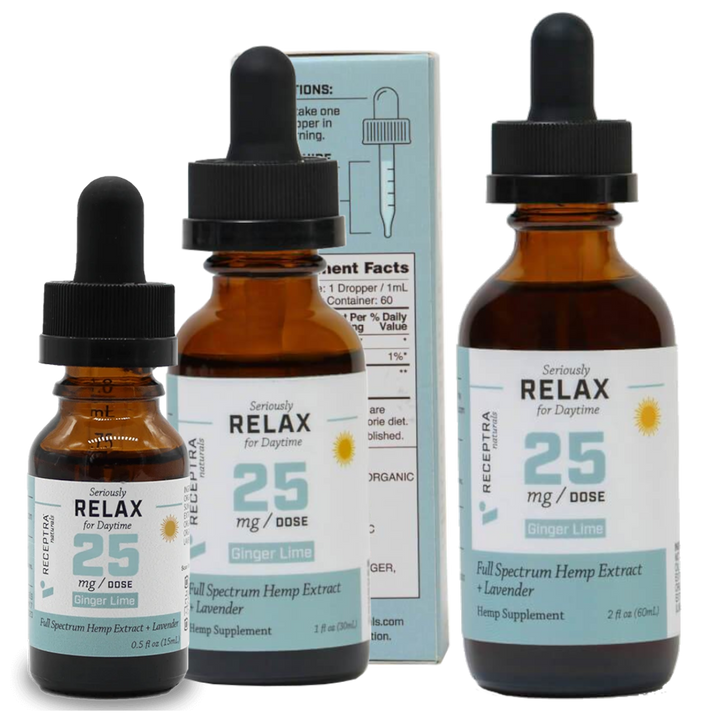 Receptra Naturals Full Spectrum CBD Tincture, Relax 25 - Ginger Lime