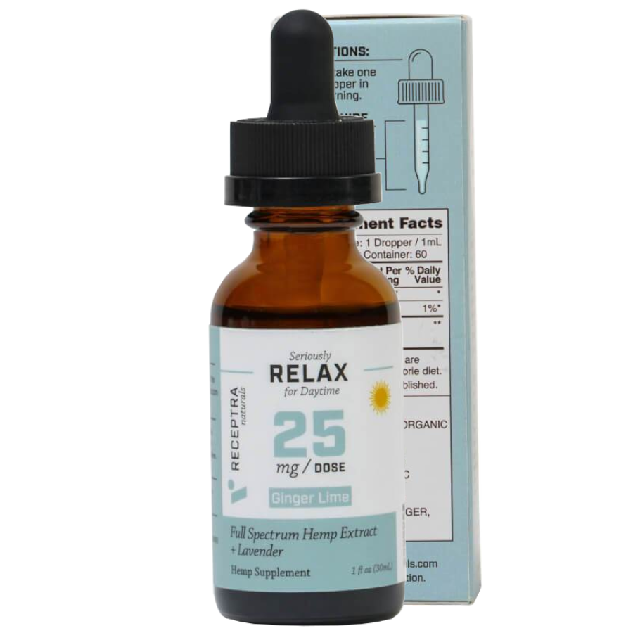 Receptra Naturals Full Spectrum CBD Tincture, Relax 25 - Ginger Lime (a Tincture) made by Receptra Naturals sold at CBD Emporium