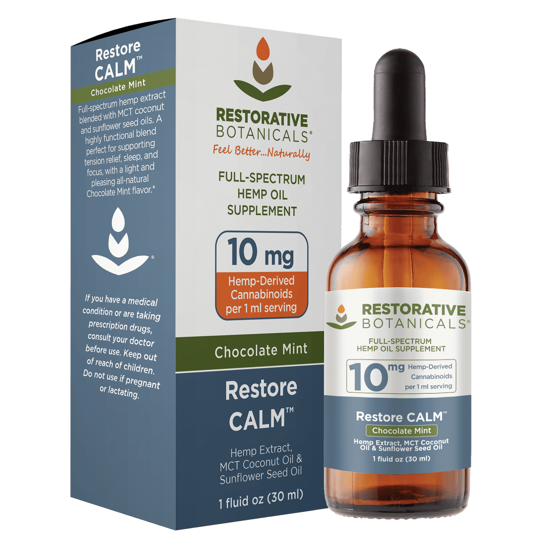 Restorative Botanicals Full-Spectrum CBD CALM Tinctures - 300mg, 1oz (a Tincture) made by Restorative Botanicals sold at CBD Emporium