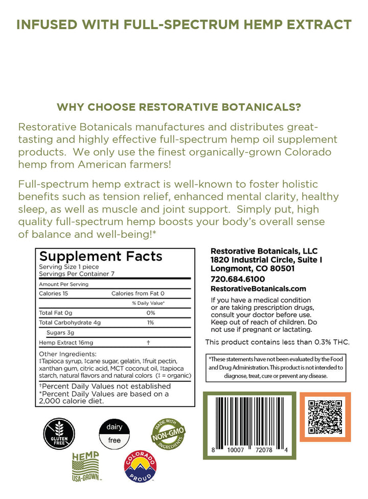 Restorative Botanicals Full-Spectrum CBD Bolder Gummies - 10mg (a Gummies) made by Restorative Botanicals sold at CBD Emporium