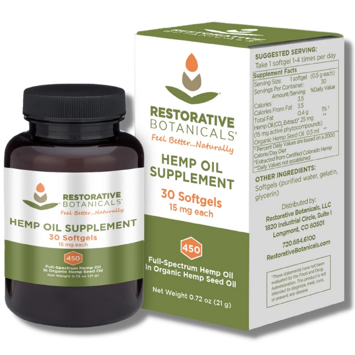 Restorative Botanicals Full-Spectrum CBD Soft Gels - 15mg 30ct (a Capsules) made by Restorative Botanicals sold at CBD Emporium