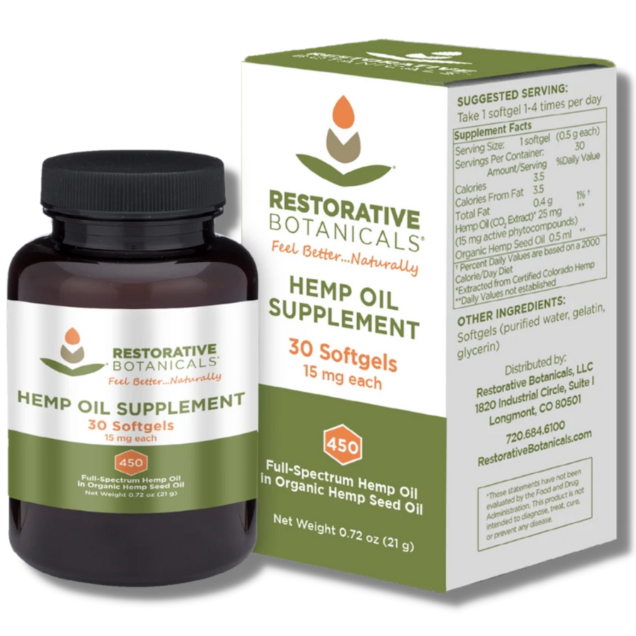 Restorative Botanicals Full-Spectrum CBD Soft Gels - 15mg 30ct (a Capsules) made by Restorative Botanicals sold at CBD Emporium