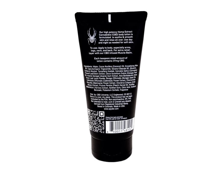 Spyder Broad Spectrum CBD Body Lotion - 645mg, 3oz - CBD Emporium